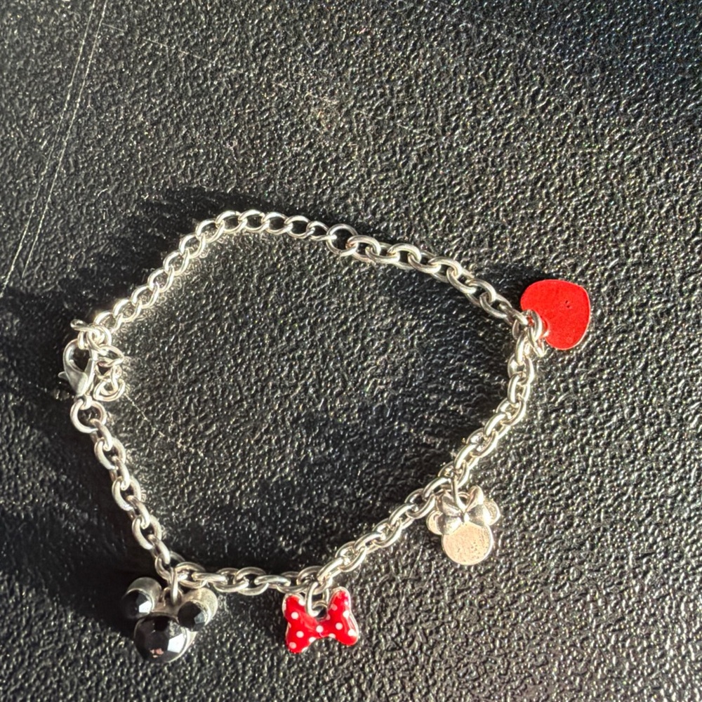 Disney Silver Bracelet with Red and Black Charms